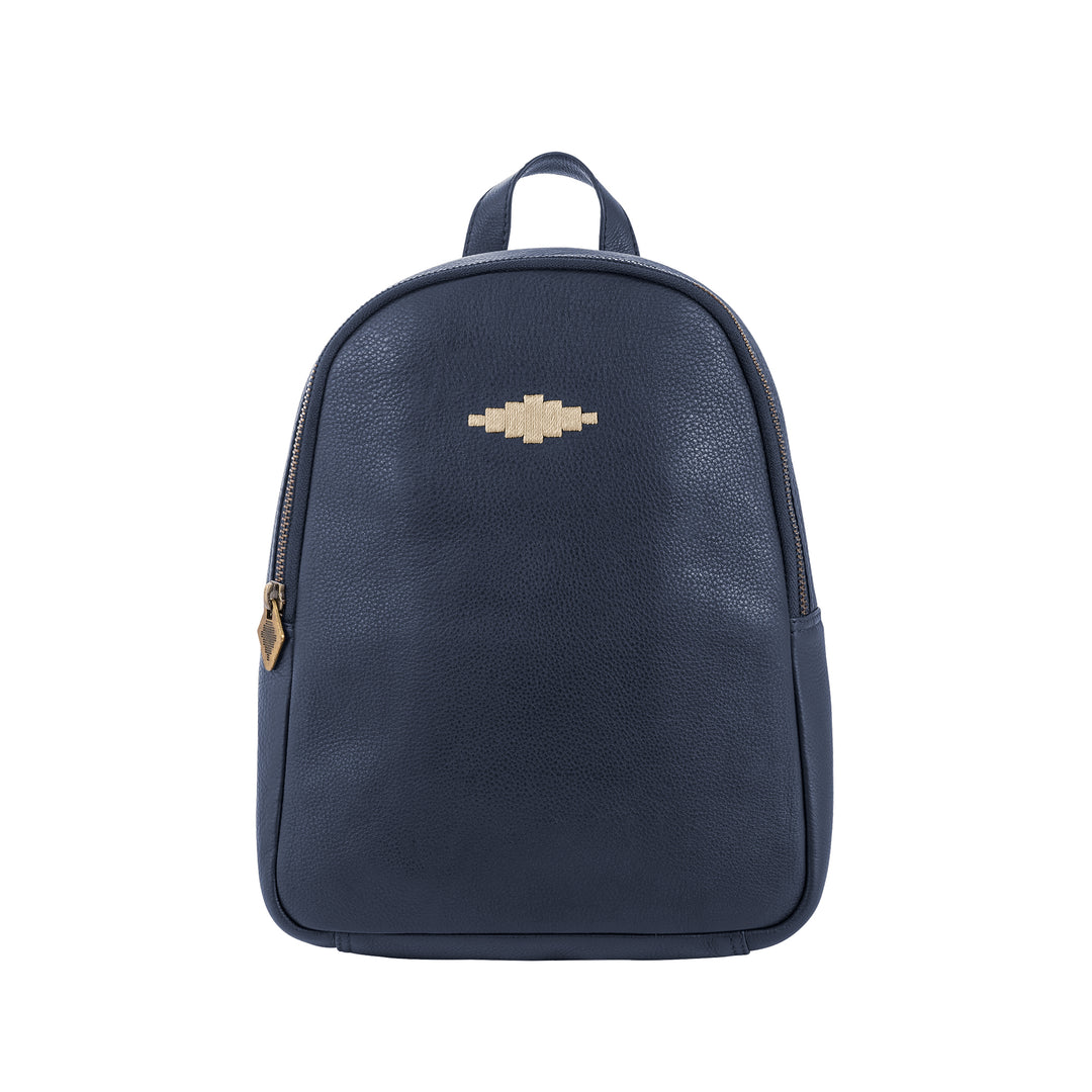 Viajera Small Backpack with Complimentary Scarf - Navy Leather
