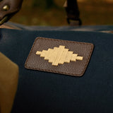 Varon Small Travel Bag - Brown Leather and Forest Canvas