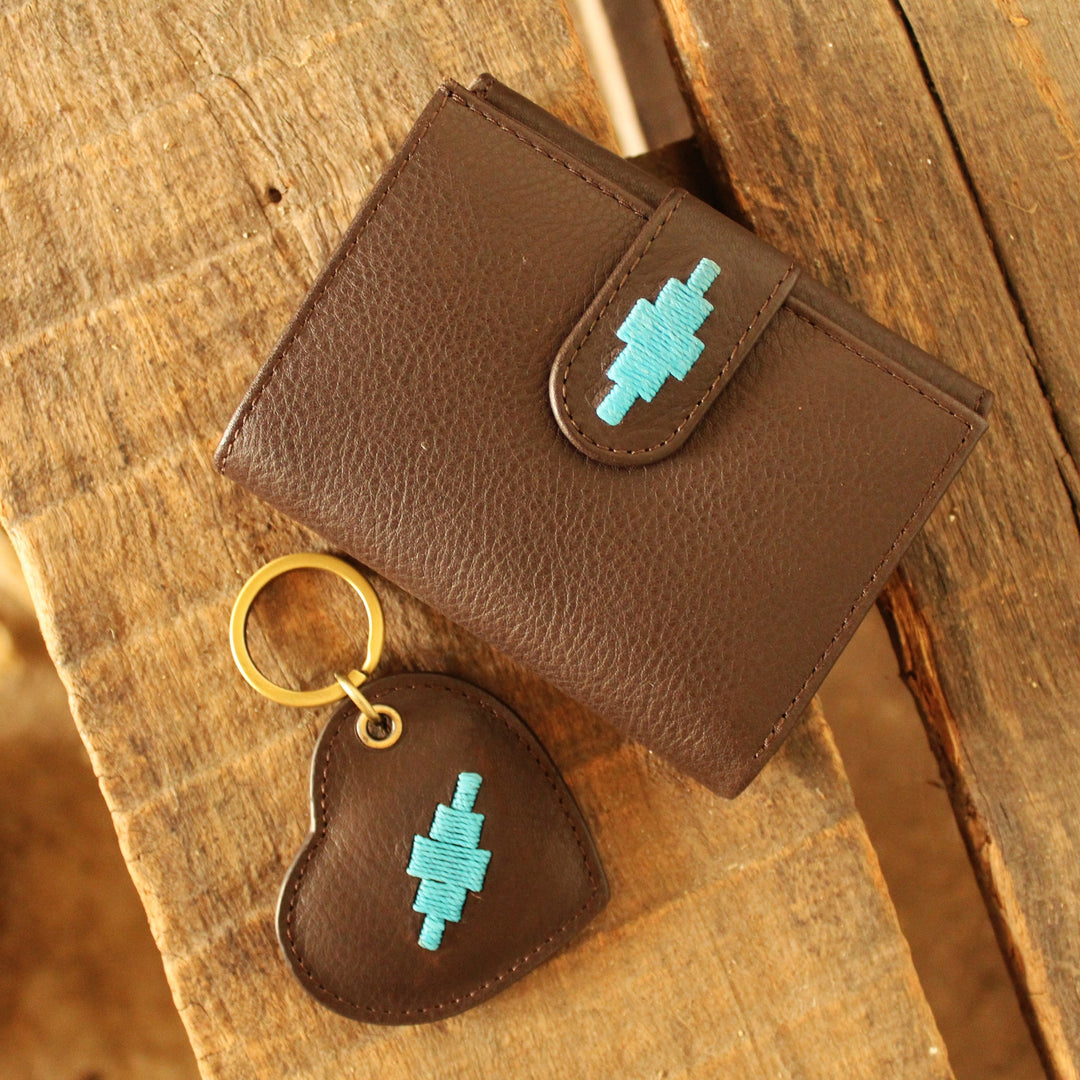 'Vida' Heart Keyring - Brown Leather - pampeano UK