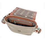 Bandolera crossbody bag - tan leather and cream juco