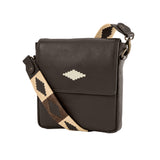 Bandolera Crossbody Bag - Brown Leather with Cream Stitching