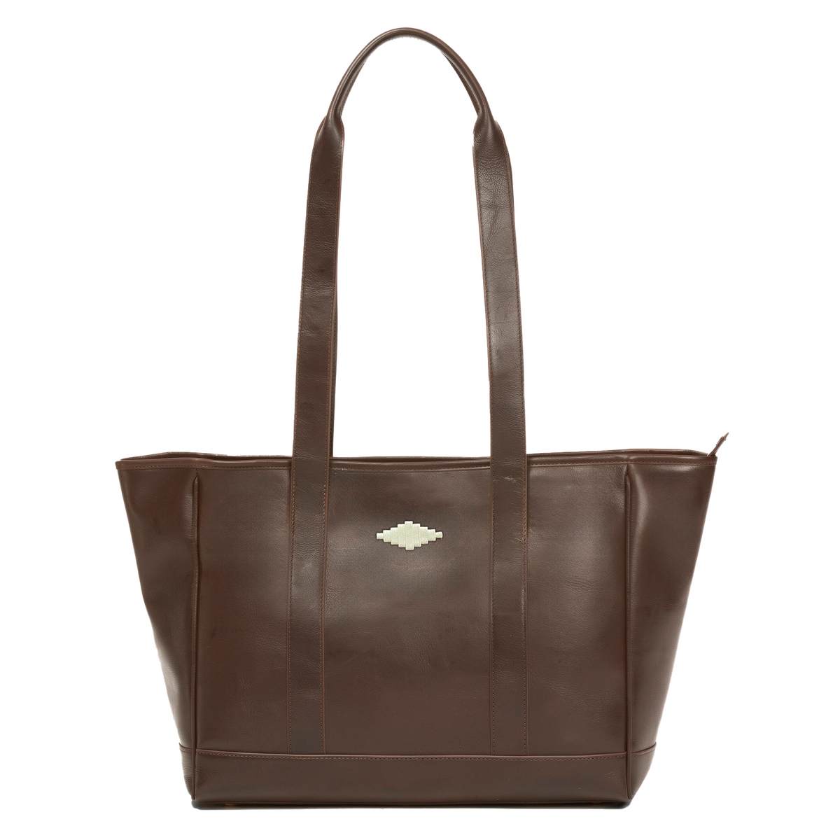 Bolso tote bag leather cream stitching