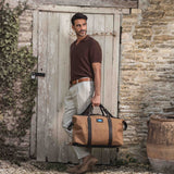 Caballero large travel bag - brown leather and sand canvas