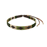 Pampa Leather Hat Band - Beige, Light Green, Cream and Dark Green Blocks