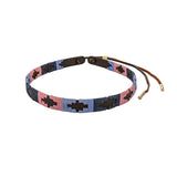 Pampa Leather Hat Band - Lilac, Navy and Pink Blocks