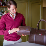 Hombre Kulturtasche - Braunes Leder