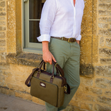 Mensajero Briefcase - Brown Leather with Cream Stitching