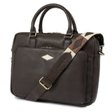Mensajero Briefcase - Brown Leather with Cream Stitching