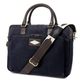 Mensajero Briefcase - Brown Leather and Navy Canvas