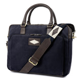 Mensajero Briefcase - Brown Leather and Navy Canvas