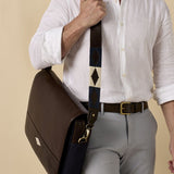 Entregar messenger bag - brown leather with cream stitching
