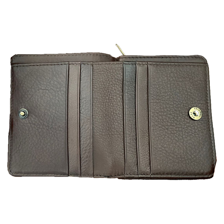 Nena Zipped Purse - Brown Leather