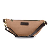 Rinonera Crossbody Bag - Brown Leather and Sand Canvas
