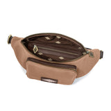Rinonera Crossbody Bag - Brown Leather and Sand Canvas