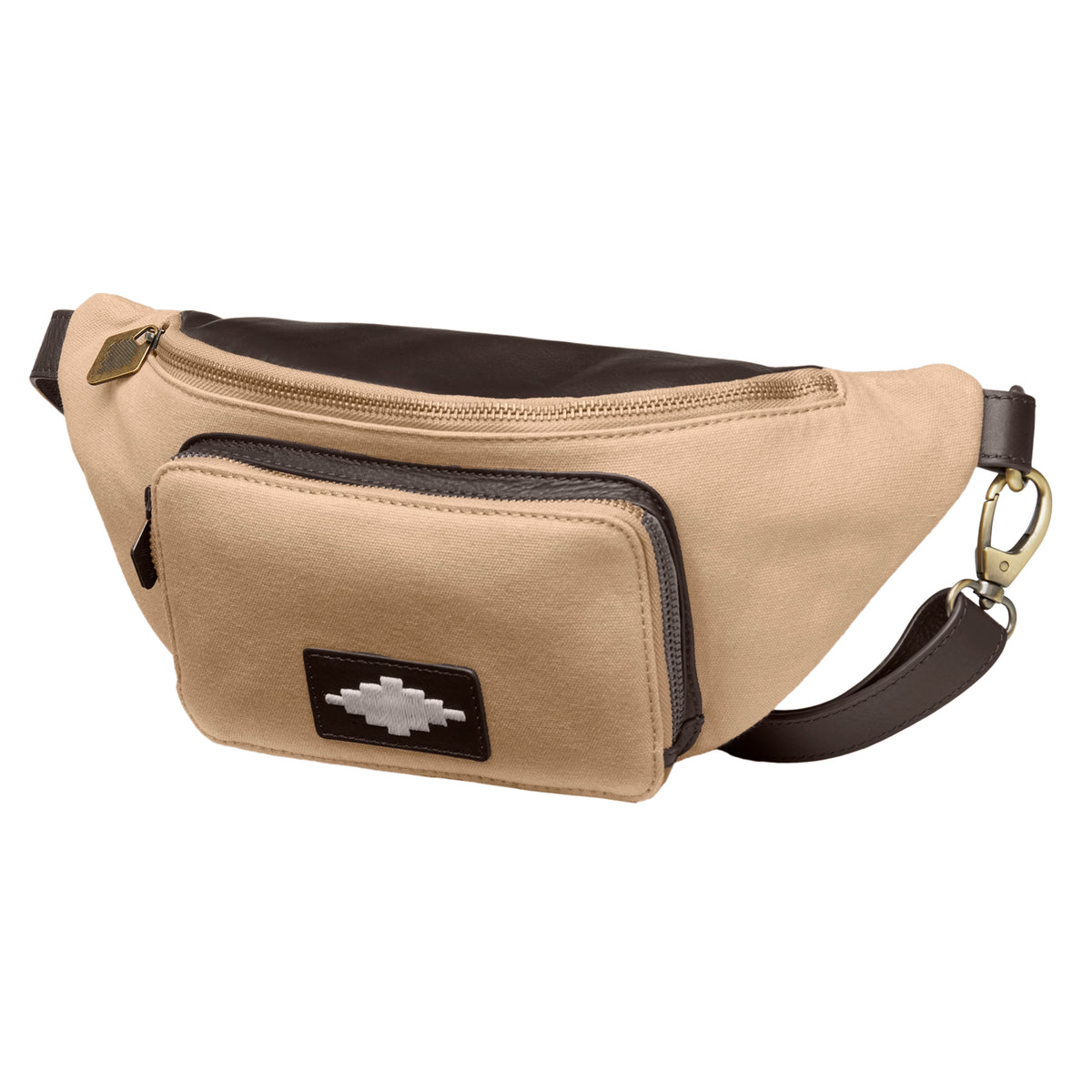 Rinonera crossbody bag leather sand canvas