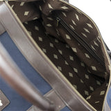 Caballero large travel bag - brown leather and navy canvas with navy stitching