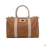 Varon small travel bag - stone leather and ochre canvas