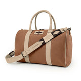 Varon small travel bag - stone leather and ochre canvas