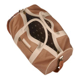 Varon small travel bag - stone leather and ochre canvas