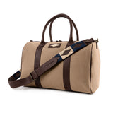 Varon Small Travel Bag - Brown Leather and Sand Canvas