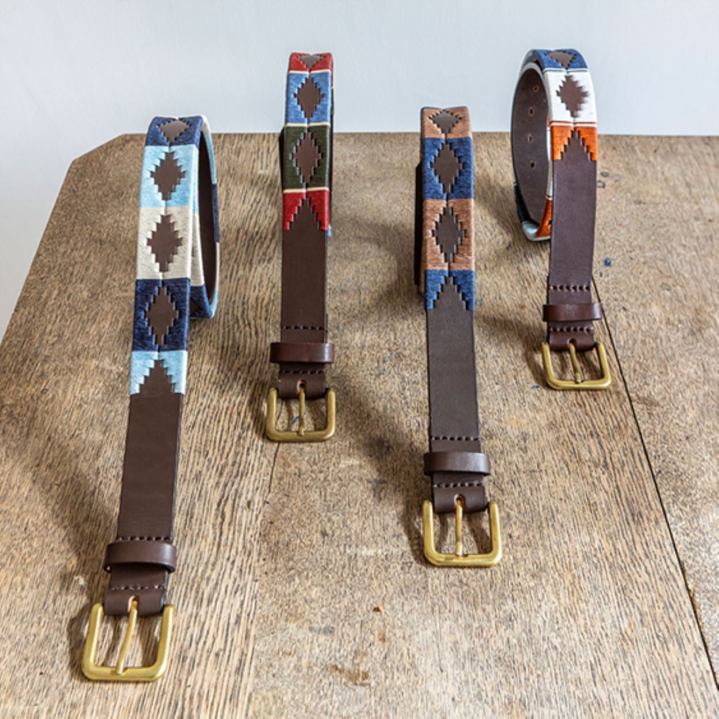 Premium Woven Brown Leather Belt - 'Multi' | pampeano
