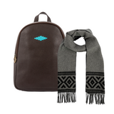 Viajera Small Backpack with Complimentary Scarf - Brown Leather