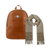 Viajera Small Backpack with Complimentary Scarf - Tan Leather