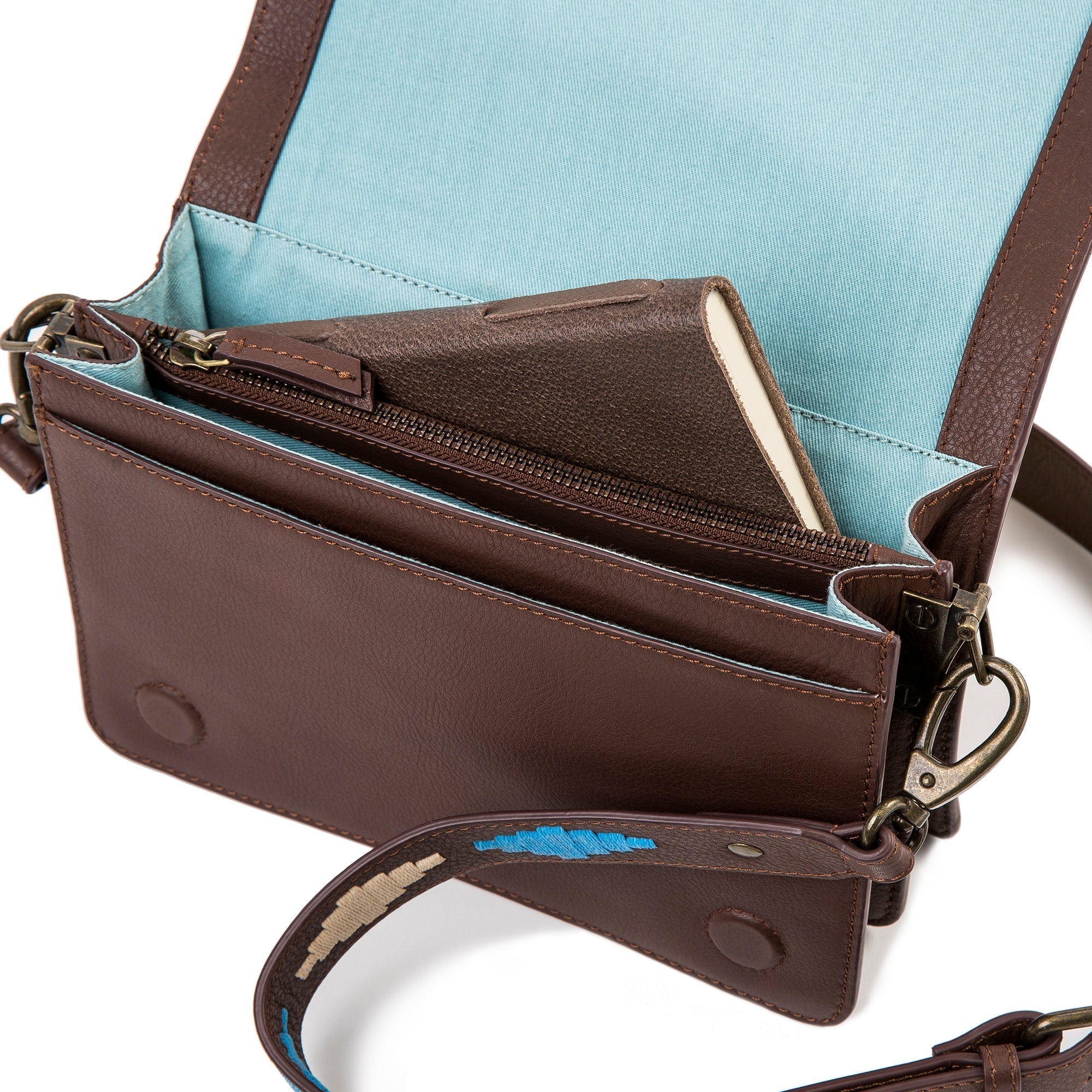 'Estilo' Crossbody Bag - Brown Leather - pampeano UK