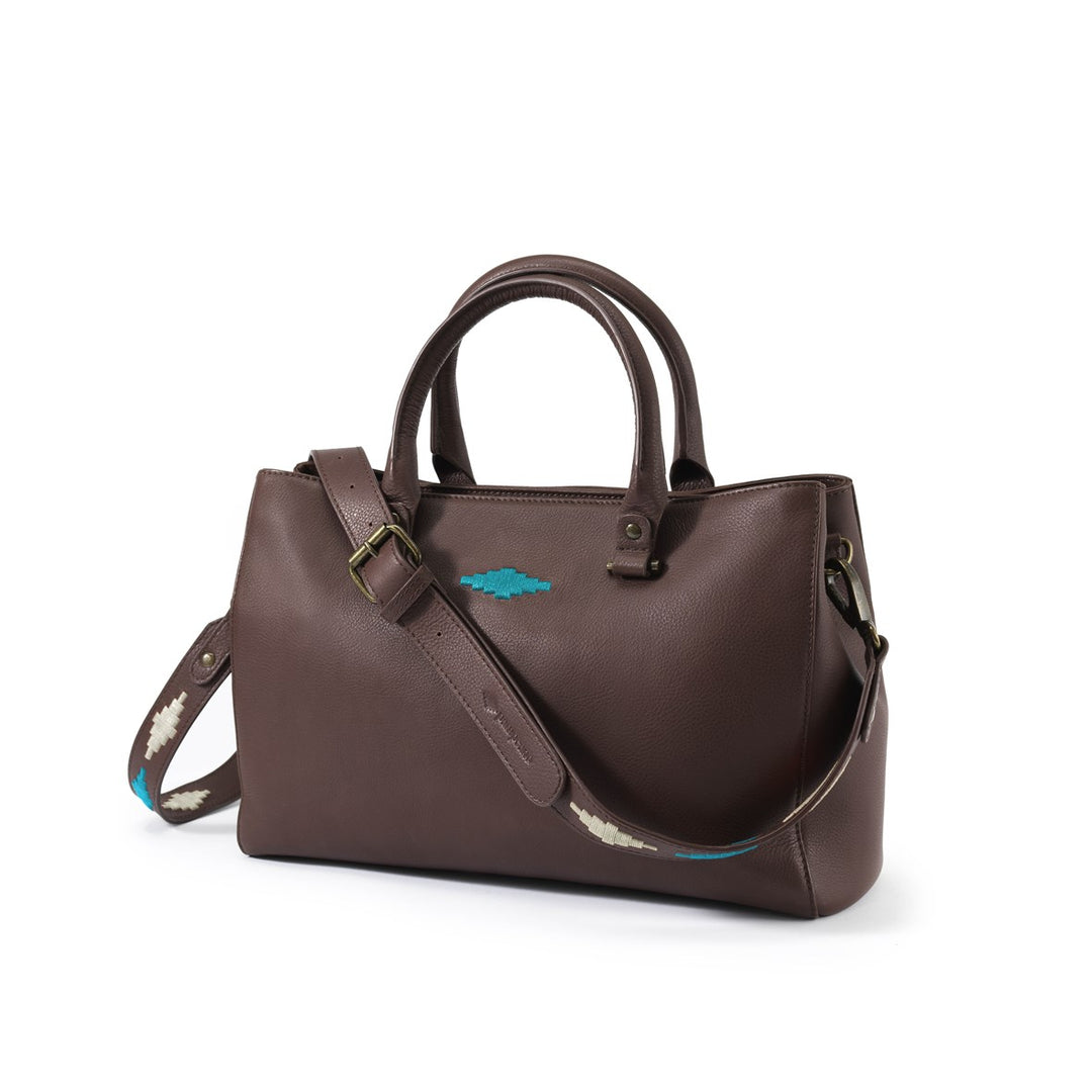 'Diversa' Satchel Bag - Brown Leather - Pampeano UK