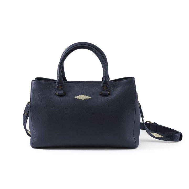 'Diversa' Satchel Bag - Navy Leather - Pampeano UK