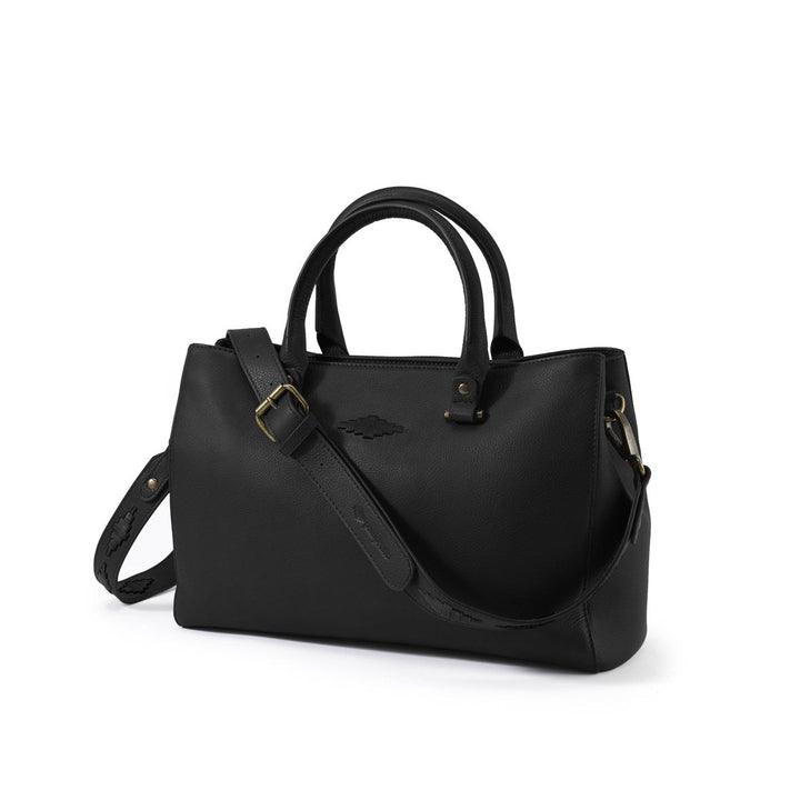 'Diversa' Satchel Bag - Black Leather - Pampeano UK