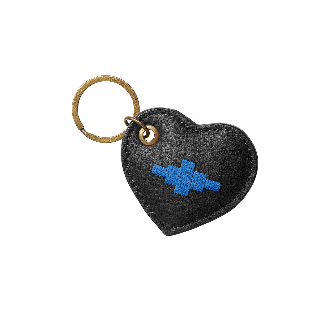 'Vida' Heart Keyring - Black Leather - pampeano UK