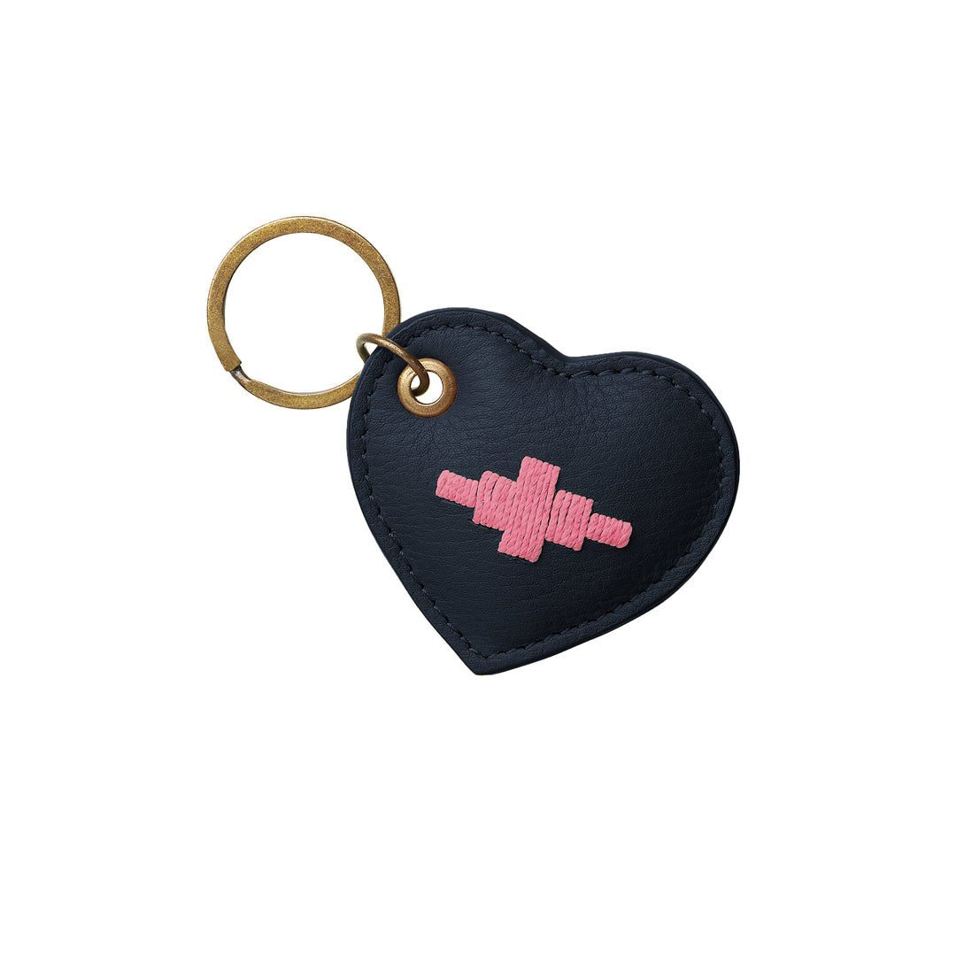 'Vida' Heart Keyring - Navy Leather - pampeano UK