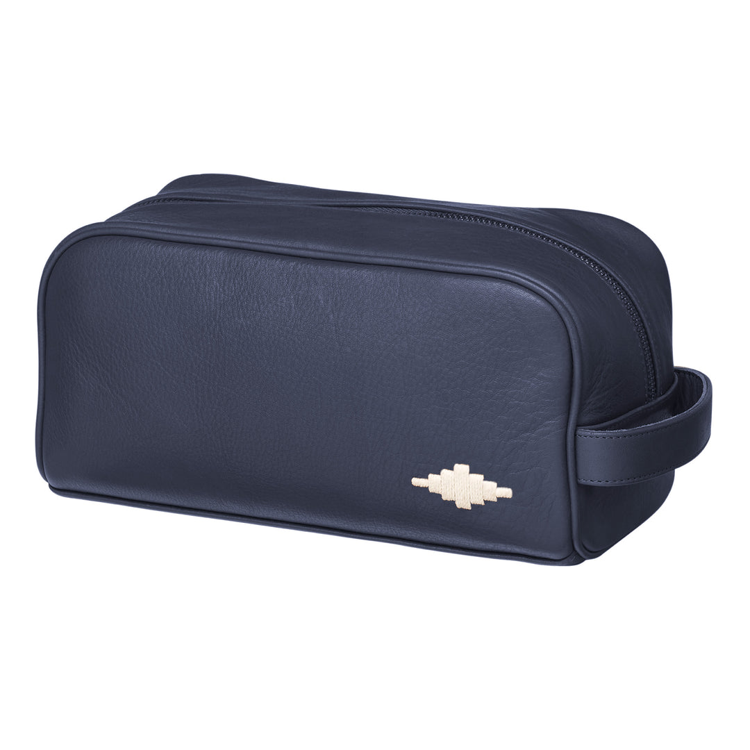 'Hombre' Washbag - Navy Leather - pampeano UK