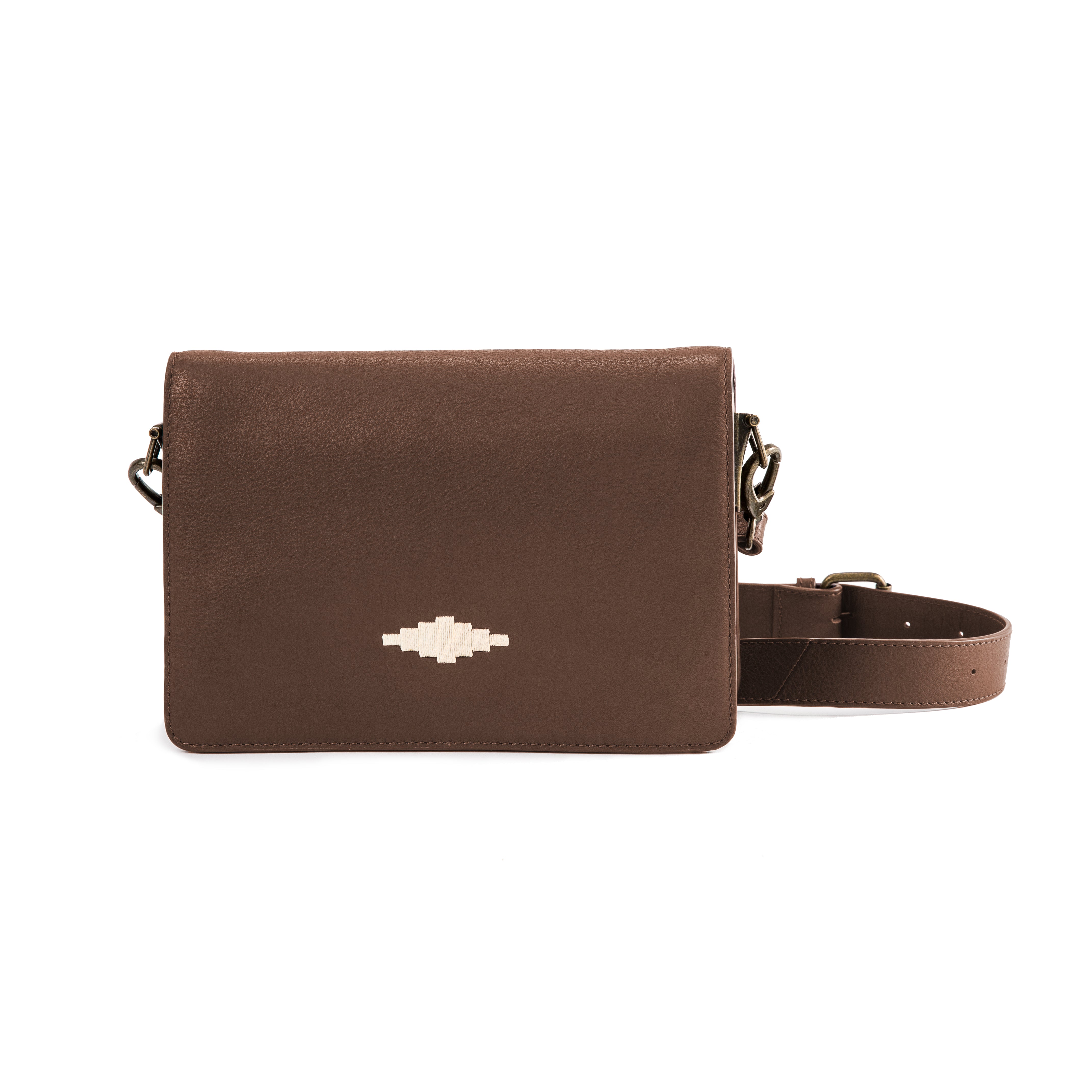 'Estilo' Crossbody Bag - Brown Leather - pampeano UK