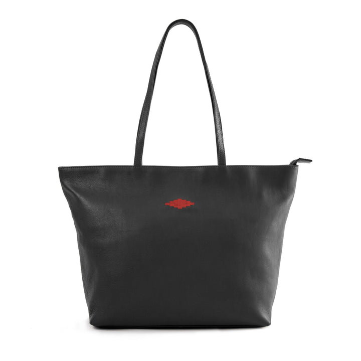 'Trapecio' Tote Bag - Black Leather - pampeano UK